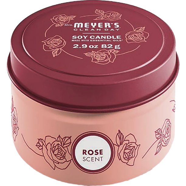 Mrs. Meyer's Clean Day Soy Candles - Rose Scented - 8-Pack x 2.9 Oz