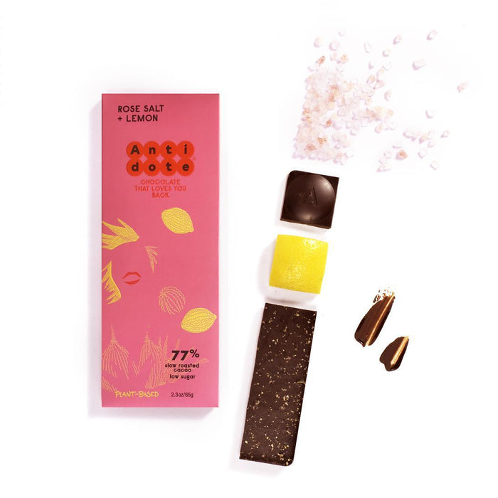 Antidote Chocolate - 'Rose Salt & Lemon' Bar (65G | 77%)