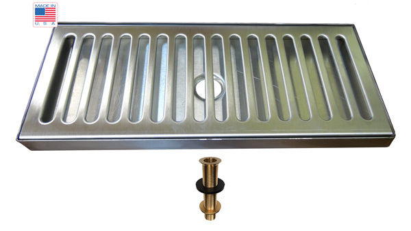 5" Stainless Steel Drip Tray With Drain - Select Size