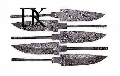 5-Piece Hand Forged Damascus Hunting Knife Blanks Set