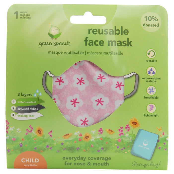 Reusable Cotton Child Face Mask Pink - Green Sprouts