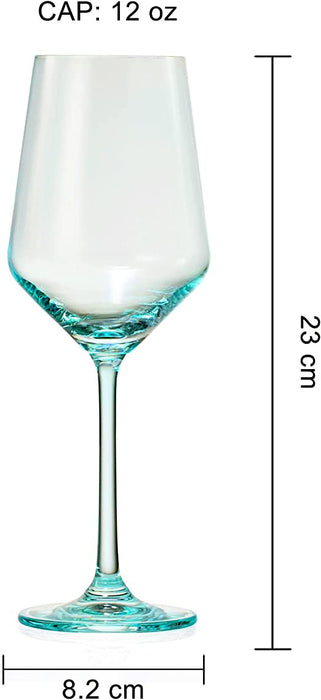 Colored Crystal Wine Glass Set of 6 - Large 12 oz (Summer)