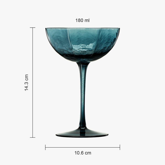 Martini & Champagne Luxury Angled Coupe Glasses 6 oz | Set of 4 | Muted Colored