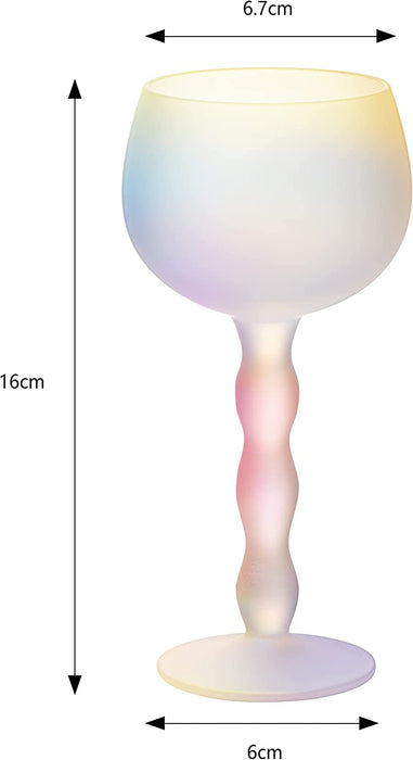 Aesthetic Iridescent Cloud Elegant Crystal Wine & Water Glasses, Hand Blown, Premium Trendy Sand Blasted Glasses - Stemmed Red White Wine Glasses, 100% Lead-Free - Pinot Noir - 7 oz Rim Set of 2