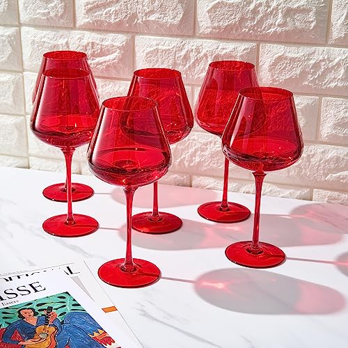 Colored Crystal Wine Glass Set of 6