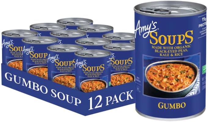 Amy's - Organic Gumbo with Black Eyed Peas, 14 oz (Pack of 12) - Hearty Kosher Soup