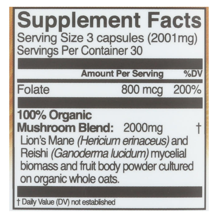 Om Mushroom Superfood Brain Fuel Mushroom Powder Capsules Superfood Supplement, 90 Count