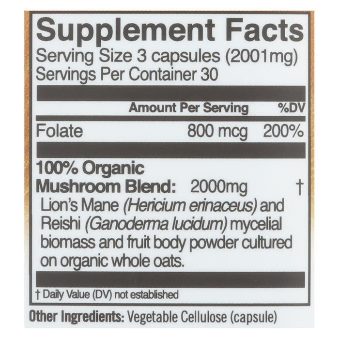 Om Mushroom Superfood Brain Fuel Mushroom Powder Capsules Superfood Supplement, 90 Count