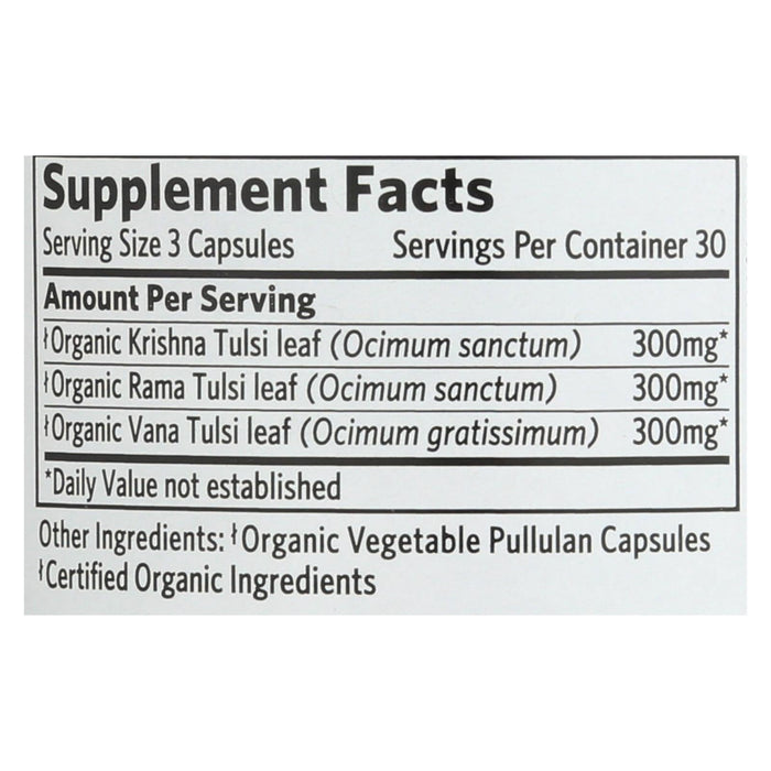 Organic India Tulsi Holy Basil Whole Herb Supplement - 90 Capsules