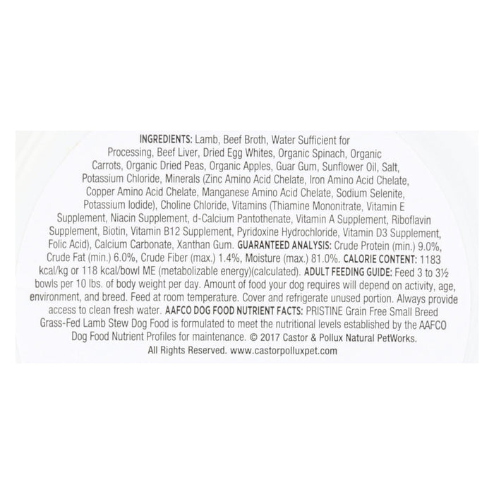 Castor & Pollux Green Formula Lamb Dry Dog Food for Small Breeds, Case of 12 - 3.5 Oz. Pouches