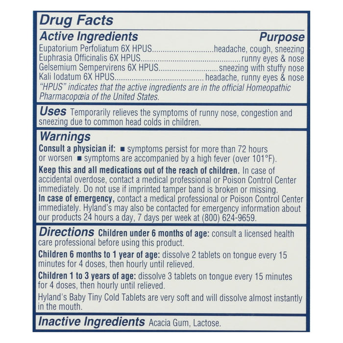 Hyland's Homeopathic Baby Cold Relief Tablets (125ct)