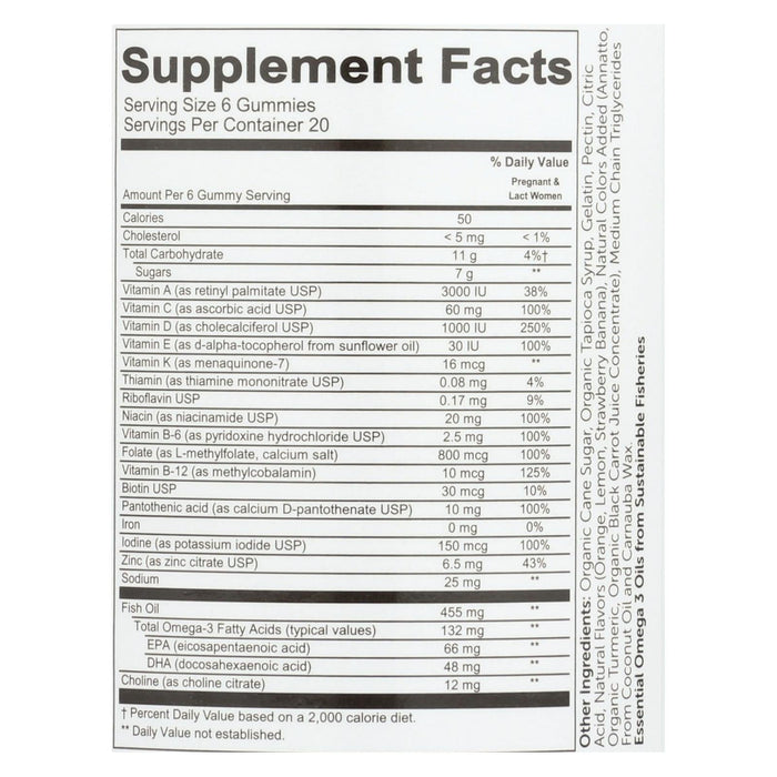 SmartyPants Prenatal Complete Multivitamin Gummies - Strawberry Banana, Lemon, Orange (80 Count)