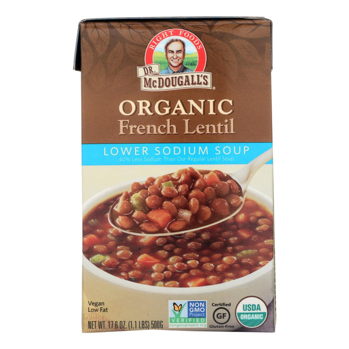 Dr. Mcdougall's Organic French Lentil Lower Sodium Soup - Case Of 6 - 17.6 Oz