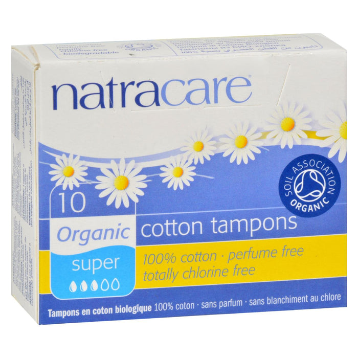 Natracare Certified Organic Cotton Tampons - Super Absorbency (Pack of 10)