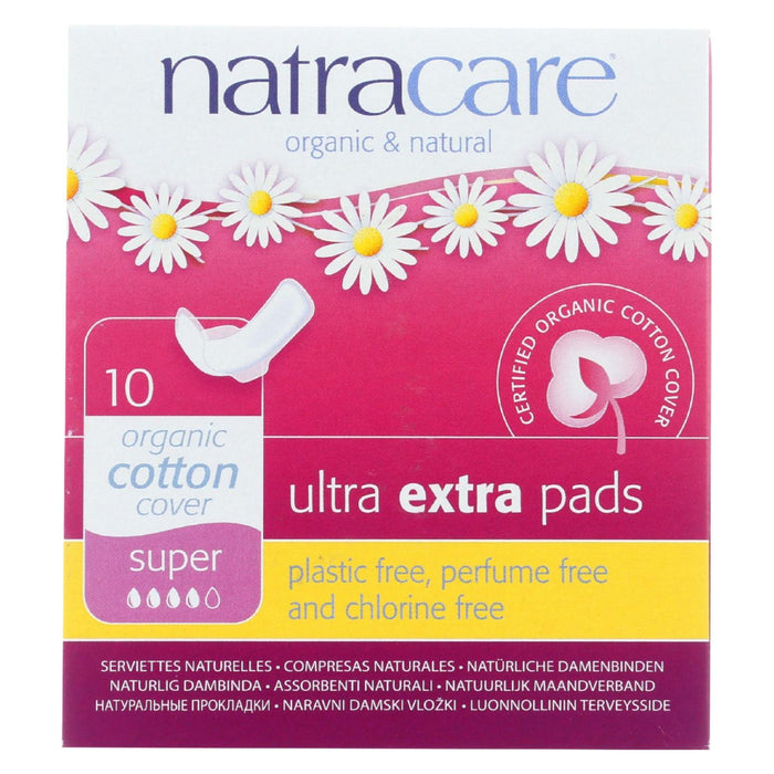 Natracare Ultra Extra Absorbent Pads with Wings (Pack of 10) - Super