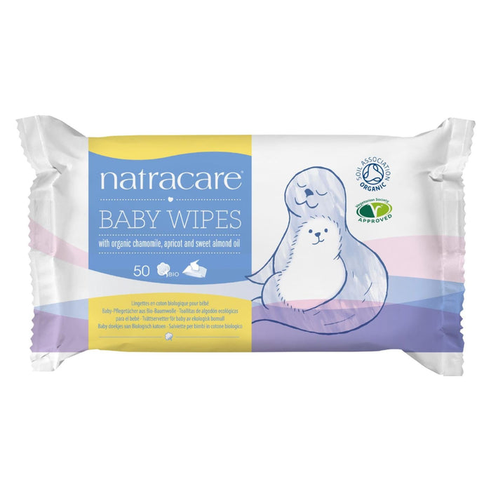 Natracare Gentle Organic Cotton Baby Wipes for Sensitive Skin (Pack of 50)