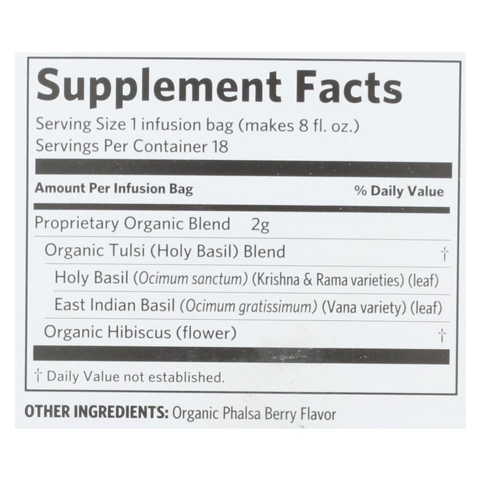 Organic India Tulsi Hibiscus Tea, Relaxing & Refreshing Herbal Supplement, 6 Packs of 18 Tea Bags