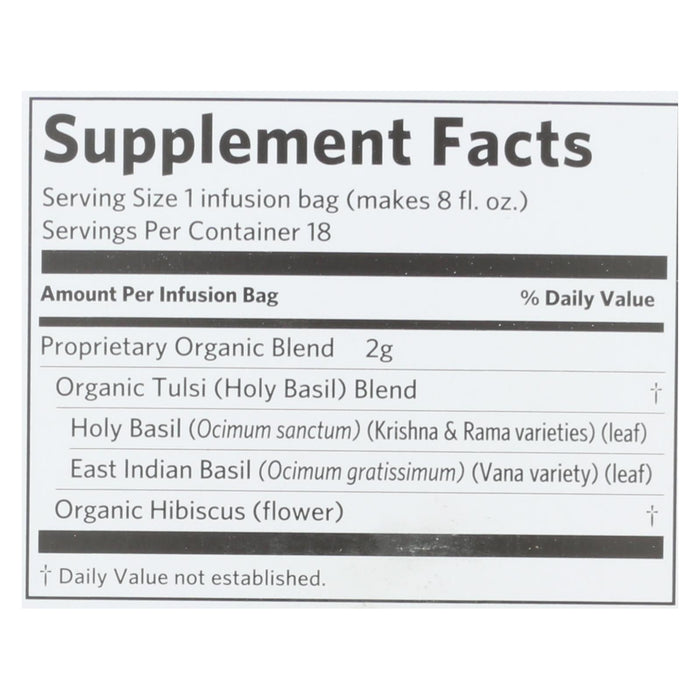 Organic India Tulsi Hibiscus Tea, Relaxing & Refreshing Herbal Supplement, 6 Packs of 18 Tea Bags