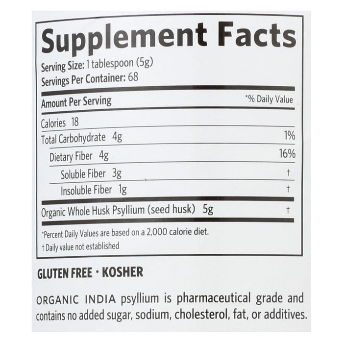 Organic India Fiber Harmony Psyllium Whole Husk, 12 Oz.