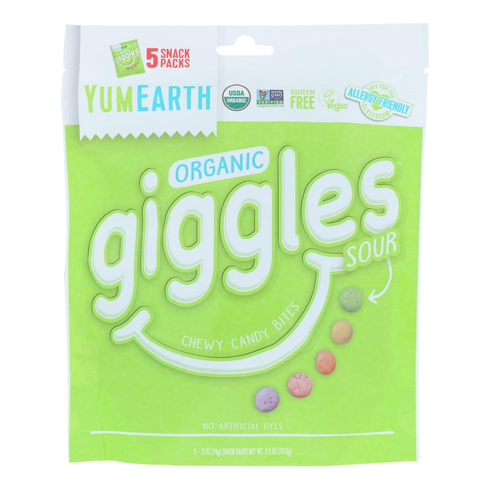 YumEarth Giggles Sour Organic Candy, Individually Wrapped Fruit Flavored, 5.5 oz Pack of 12