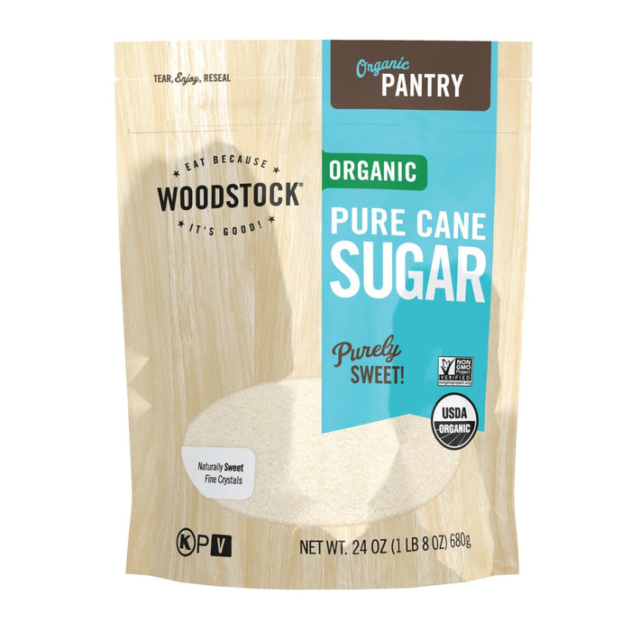 Woodstock Organic Pure Cane Sugar, 12 x 24 Oz Bags