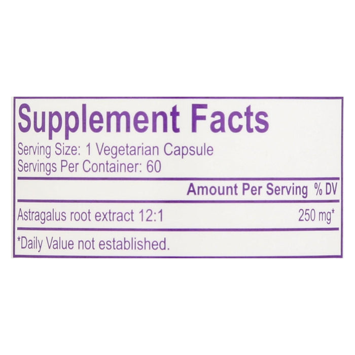 Paradise Herbs Astragalus Vegetarian Capsules, Pack of 60