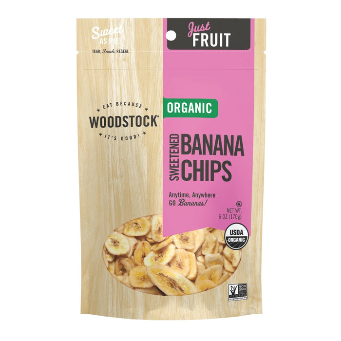 Woodstock Premium Organic Sweet Banana Chips (Pack of 8) - 6 Oz.