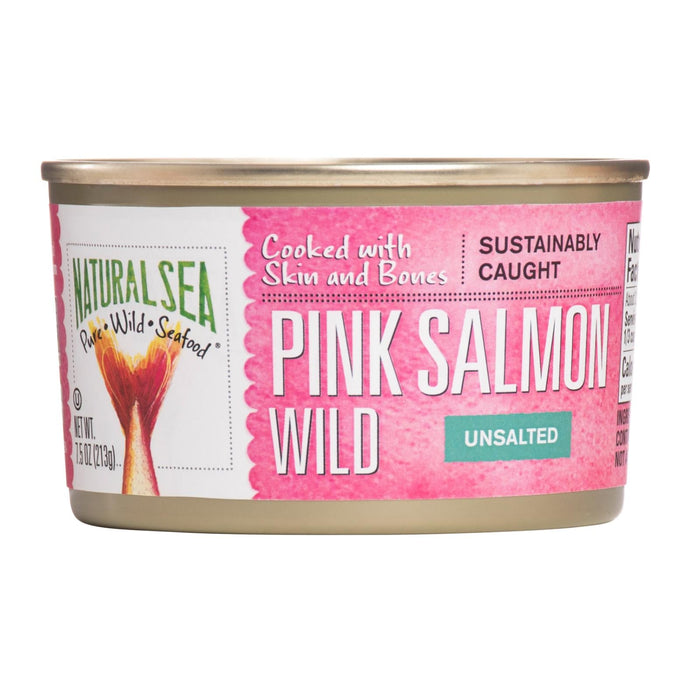 Unsalted Sea Wild Pink Salmon - 7.5 Ounce - Pack of 12