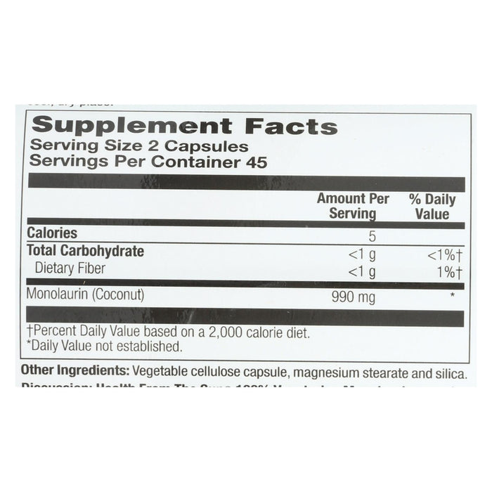 Health From The Sun Monolaurin - 90 Vegetarian Capsules