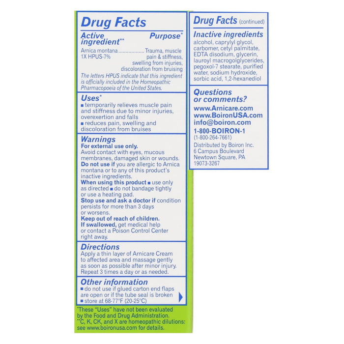 Boiron Arnica Cream ( 1.33 Oz.) Gentle Pain Relief for Muscle Aches and Stiffness