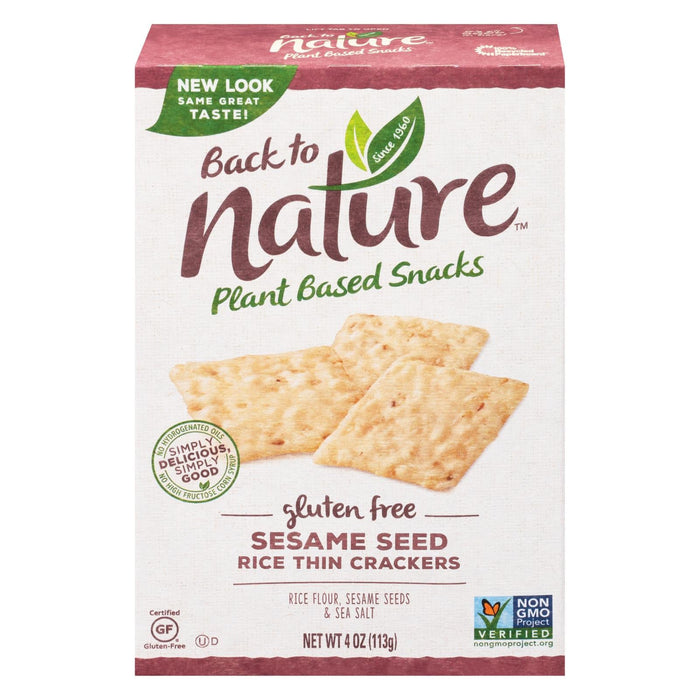 Back To Nature Rice Thin Crackers with Sesame Seeds (12 count, 4 Oz. per pack)