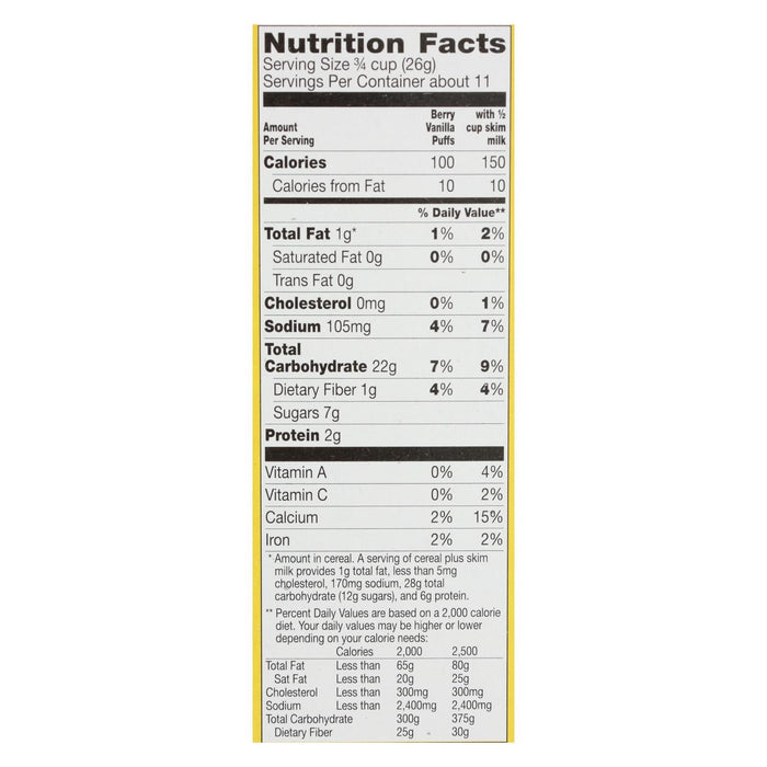 Cascadian Farm Organic Berry Vanilla Puff Cereal - 10.25 Oz (Pack of 12)
