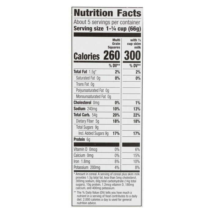 Cascadian Farm Organic Multi-Grain Squares Cereal, 1.23 Oz (Pack of 10)