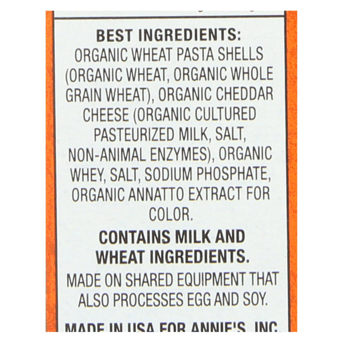 Annie's Organic Grass-Fed Shells & Real Aged Cheddar Macaroni & Cheese, 6 Oz Pack of 12