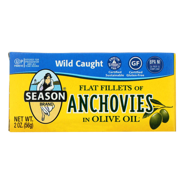 Seasoned Flat Anchovies in Aromatic Olive Oil (Pack of 12 - 2 Oz.)