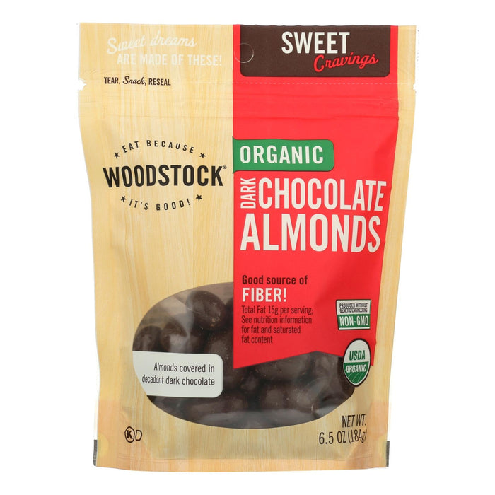 Woodstock Organic Dark Chocolate Covered Almonds (Pack of 8 - 6.5 Oz.)