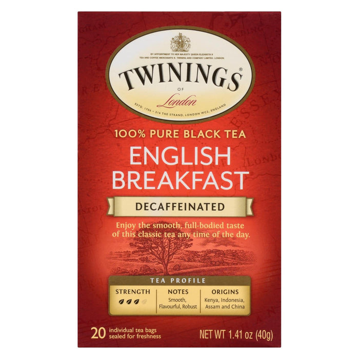 Twinings English Breakfast Decaf Tea (Pack of 6 - 20 Bags)