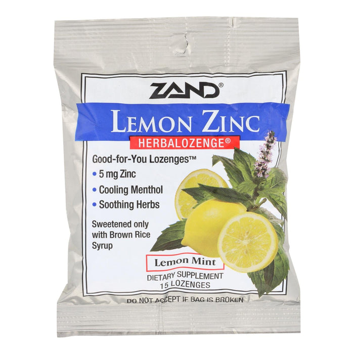 Zand Herbalozenge Lemon Zinc Immune Support Supplement 15 Lozenges