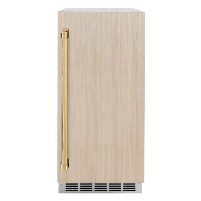 ZLINE 15" Touchstone Clear Cube Ice Maker Drain Pump Panel Ready Door Polished Gold Door ICCDPZ-15-G