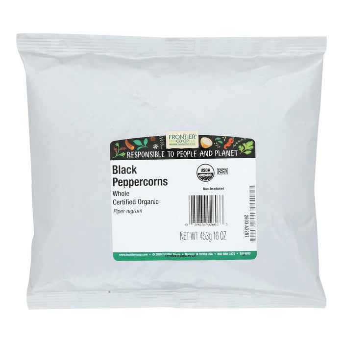 Frontier Herb Organic Whole Black Peppercorns: 1lb Pack