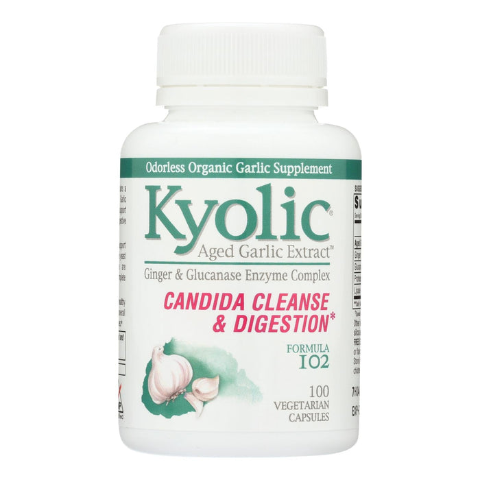 Kyolic Aged Garlic Extract - Candida Cleanse and Digestion Support - 100 Vegetarian Capsules