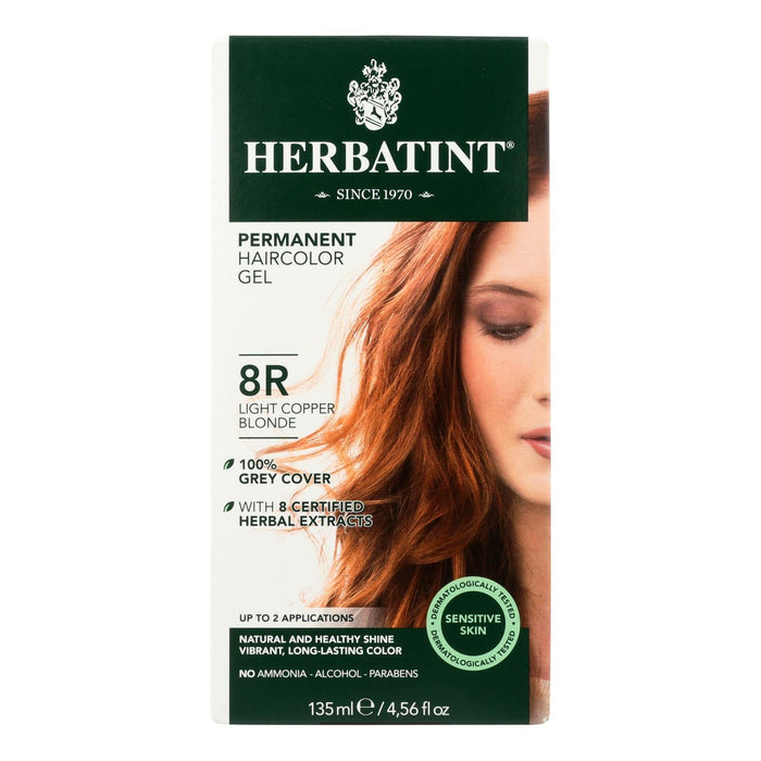 Herbatint Permanent Herbal Hair Colour Gel 8R Light Copper Blonde 135ml