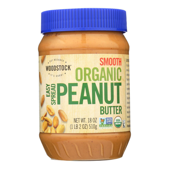 Woodstock Organic Easy Spread Peanut Butter - Smooth (12 Pack, 18 Oz. Jars)