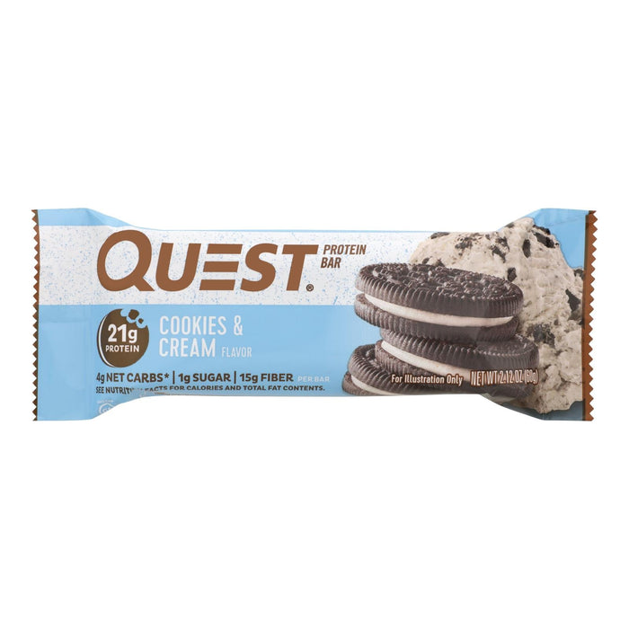 Quest Bar - Cookies and Cream Pack of 12 - 2.12 oz. Bars