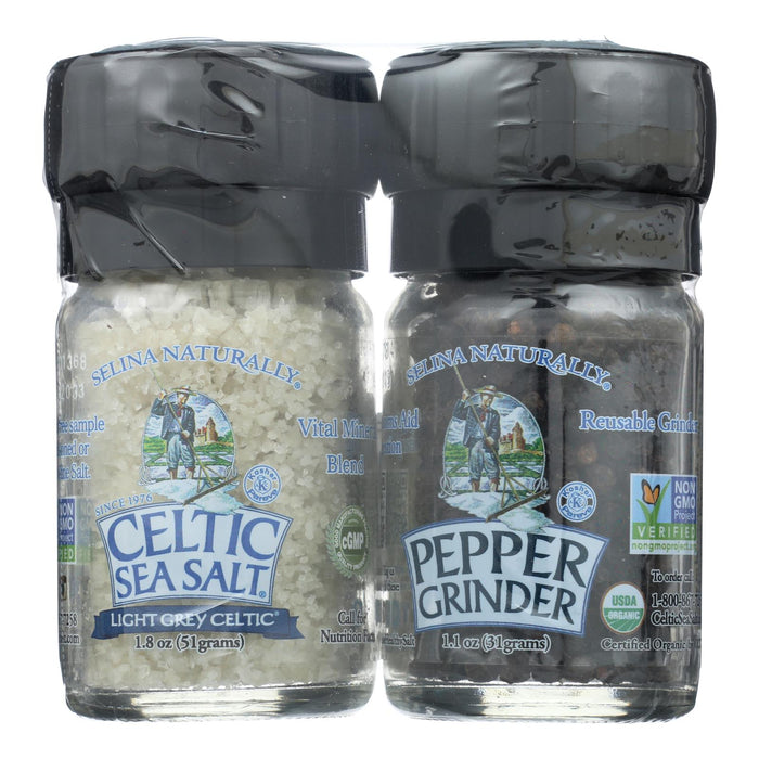 Celtic Sea Salt - Mini Salt & Peppercorn Grinder Set - Case Of 6