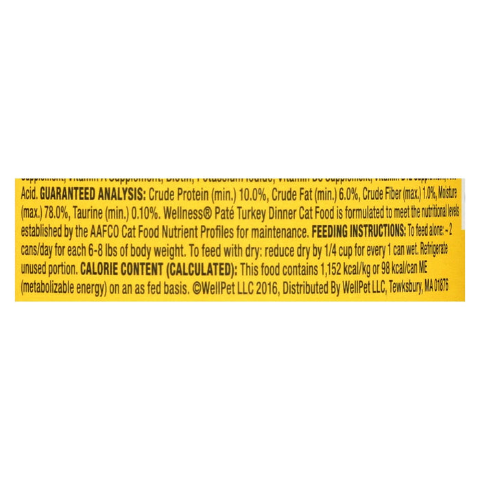 Wellness Pet Products Cat Food Turkey Recipe (Pack of 24) - 3 Oz.