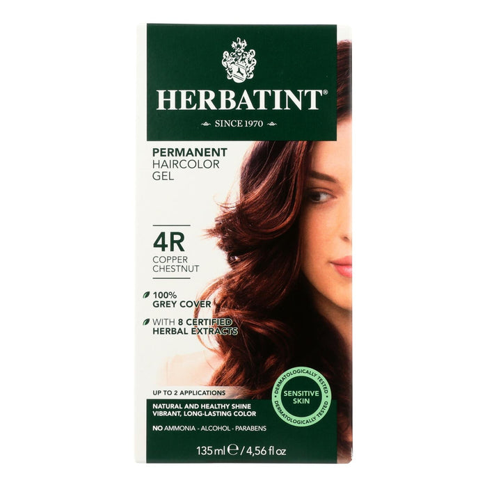Herbatint Permanent Herbal Hair Color Gel - Enriched with Natural Plant Extracts - 4R Copper Chestnut (4.56 fl. oz.)