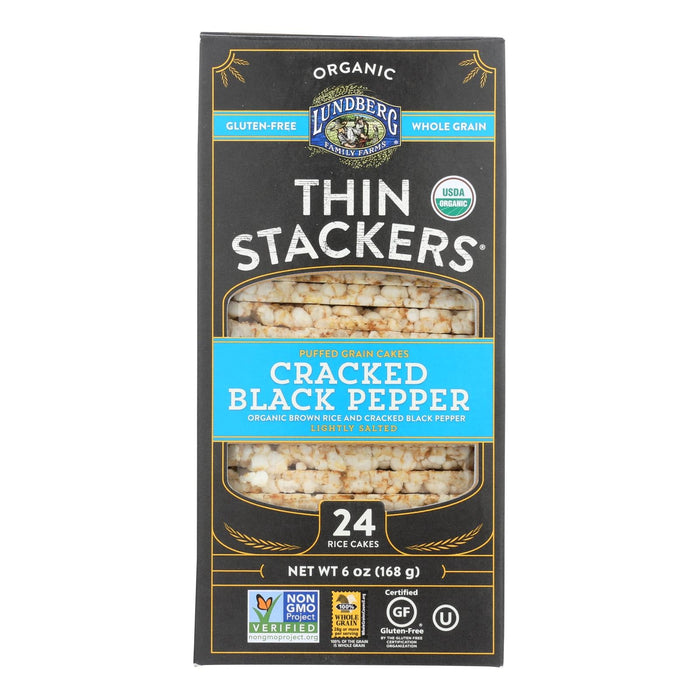 Lundberg Family Farms Black Pepper Organic Thin Rice Cakes, 6 Oz (Pack of 6)