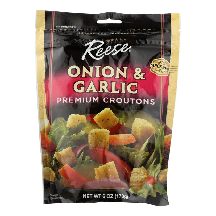 Resealable Rese's Premium Onion and Garlic Croutons (Pack of 12 - 6 Oz.)