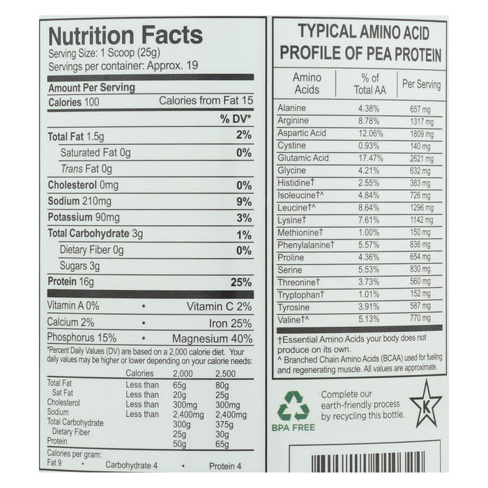 Growing Naturals Vanilla Blast Yellow Pea Protein - 16 Oz.